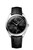 OMEGA De VilleTrésor co-axial Master Chronometer Power Reserve 40 mm watch, with black dial, silver case, and black leather strap.