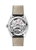 OMEGA De Ville Trésor co-axial Master Chronometer Power Reserve watch, showcasing its transparent case back revealing the intricate mechanical movement with red and purple accents.