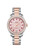 OMEGA Seamaster Aqua Terra 150M co-axial Master Chronometer 34 mm wristwatch, pink dial with diamond-set bezel and pink gemstone hour markers, two-tone rose gold and stainless steel bracelet.