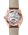 OMEGA De VilleTrésor co-axial Master Chronometer Small Seconds 40 mm watch, detailed view of its skeleton dial showcasing intricate mechanical movement and rose gold case.