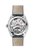 OMEGA De VilleTrésor Co-Axial Master Chronometer Small Seconds 40 mm watch, showing its intricate mechanical movement through the transparent case back with silver and purple accents.