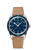 OMEGA Seamaster 300 co-axial Master Chronometer 41 mm, wristwatch featuring a blue dial, beige indices, and a tan leather strap.
