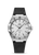 Omega Constellation co-axial Master Chronometer 41 mm watch, silver dial with Roman numeral and index hour markers, black leather strap, and date display at 6 o'clock.