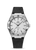 Omega Constellation Co-Axial Master Chronometer 41mm watch, sleek stainless steel case with a textured silver dial, black Roman numeral hour markers, date window at 6 o'clock, and a black leather strap.