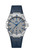 OMEGA Constellation co-axial Master Chronometer 39 mm watch, silver dial with blue Roman numerals and hands, blue leather strap, date display at 6 o'clock, and sporty design.