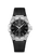 OMEGA Constellation co-axial Master Chronometer 39 mm watch, featuring a black dial with silver-tone hands and hour markers, a date window at 6 o'clock, and a black leather strap.