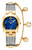 AIGNER Aigner Watch [AGW.273003], luxury women's wristwatch with a gold-tone case, a deep blue patterned dial with gold accents, a silver mesh strap, and a charming chain with bobble charms featuring the letter 'A' and 'G'.