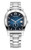 AIGNER Aigner Watch, silver stainless steel wristwatch with a blue textured dial, date display, and small seconds subdial.
