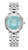 Aigner Watch, silver stainless steel bracelet with large round face featuring mother-of-pearl dial with turquoise accents, Roman numerals, and crystal markers.