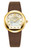 AIGNER Aigner Watch [AGW.263003], luxury women's wristwatch with a gold-tone round case, mother-of-pearl dial, and brown leather strap.