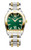 AIGNER Aigner Watch [AGW.260003], luxury two-tone wristwatch with gold and silver stainless steel band and a green textured dial with Roman numerals and date display.