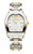 Aigner Watch, luxury men's wristwatch with silver and gold-tone stainless steel bracelet and two-tone bezel, featuring a textured white dial with gold hour markers and hands, date display at 3 o'clock, and Swiss Made craftsmanship.