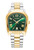 AIGNER Aigner Watch [AGW.247002], luxury men's wristwatch with a green dial, gold and silver two-tone stainless steel bracelet, gold bezel, Roman numeral and index hour markers, date display, and Swiss movement.