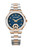 Aigner Watch, Silver and Rose Gold Two-tone Stainless Steel Wristwatch with Blue Dial and Date Display.