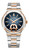 AIGNER Aigner Watch [AGW.241011], luxury wristwatch with a two-tone stainless steel and rose gold bracelet, navy textured dial with gold-tone markers and hands, date display at 6 o'clock, and Swiss-made craftsmanship.