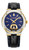 AIGNER Aigner Watch [AGW.241003], luxury men's wristwatch with a blue textured dial, gold accents, and a black leather strap with blue stitching.