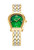Aigner Aigner Watch, luxurious gold and silver bracelet watch with a vibrant green dial, featuring diamond accents and a unique teardrop-shaped case design.