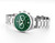 Roamer Watch, stainless steel wristwatch with green dial, chronograph, tachymeter scale, and date display.