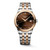 LONGINES Elegance Flagship Heritage [L4.984.3.08.7], luxury men's wristwatch with a brown dial, rose gold bezel, and two-tone stainless steel and rose gold bracelet.