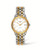 LONGINES Elegance Presence [L4.774.3.22.7], silver and gold two-tone stainless steel women's watch with white dial, gold markers, and date display.