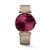 LONGINES Elegance Lyre [L4.866.1.68.7], watch with a rose gold case and bracelet, featuring a deep red dial with minimalist diamond hour markers and a sleek two-hand design.
