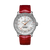 BREITLING Navitimer Automatic 35, wristwatch with a white dial, gold-tone markers, and a red leather strap.