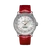 BREITLING Navitimer Automatic 35, wristwatch with a white dial, gold-tone markers, and a red leather strap.