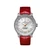 BREITLING Navitimer Automatic 35, a luxury wristwatch with a white dial, red leather strap, and silver bezel with detailed markings.
