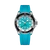 BREITLING Superocean Automatic 44 [A17376211L2S2], a men's wristwatch with a bright blue dial, black and silver rotating bezel, and matching blue strap.