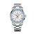 BREITLING S. Heritage B31 Automatic 44 [AB3113281A1A1], silver wristwatch with a white dial, blue and silver bezel, and stainless steel bracelet.