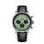Breitling Navitimer B01 Chronograph 43 [AB0138241L1P1], close-up of the wristwatch featuring a green dial, black subdials, and a black leather strap.