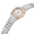 CERRUTI 1881 WATCH, Elegant silver and rose gold women's wristwatch with diamond-encrusted bezel and a metallic bracelet.