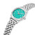 CERRUTI 1881 WATCH [CIWLH0019902], stainless steel watch with a turquoise dial featuring Roman numeral hour markers and a date window with magnifier, a matching stainless steel bracelet, and a fluted bezel.