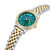 CERRUTI 1881 WATCH [CIWLH0024005], luxury wristwatch with a turquoise dial, gold accents, diamond-studded bezel, and a two-tone silver and gold bracelet.