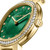 CERRUTI 1881 WATCH, gold watch with green dial, diamond-studded bezel, and logo on crown.