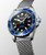 LONGINES Longines HydroConquest [L3.788.4.90.6], wristwatch with black dial, blue unidirectional bezel, stainless steel case and mesh bracelet.