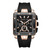 CERRUTI 1881 WATCH [CIWGQ0084902], stylish men's wristwatch with a square black dial, rose gold accents, and a black strap.