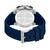 CERRUTI 1881 WATCH, stainless steel case back and blue rubber strap with engraving details.