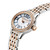 CERRUTI 1881 WATCH [CIWLG0012204], a stylish women's wristwatch with a two-tone stainless steel and rose gold bracelet, a mother-of-pearl dial, Roman numeral markers, and a bezel adorned with sparkling crystals.