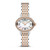 CERRUTI 1881 WATCH [CIWLG0012204], elegant women's wristwatch with a two-tone silver and rose gold metal bracelet, round face featuring Roman numerals, and a bezel adorned with small crystals.