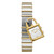 CERRUTI 1881 WATCH [CIWLG0072803], Elegant two-tone wristwatch with a square face and padlock design, featuring a gold bezel and silver and gold bracelet strap.