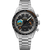 Omega Speedmaster Pilot 41 mm, stainless steel wristwatch with black dial, chronograph subdials, and tachymeter scale, featuring orange and blue accents.