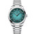 OMEGA Seamaster 41 mm, luxury stainless steel watch with turquoise dial, date display, and bracelet.