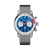 Breitling Top Time B01 Shelby Cobra watch, stainless steel case with blue dial, chronograph subdials, and mesh bracelet featuring Shelby Cobra logo.