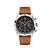 Breitling Classic AVI Super AVI B04 Chronograph GMT 46 P-51 Mustang watch, featuring a black dial with chronograph subdials, luminous hands, and a brown leather strap.