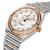 Breitling Chronomat 28 watch, luxurious timepiece with a mother-of-pearl dial, diamond-studded bezel, and two-tone stainless steel and rose gold bracelet.