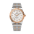 Breitling Chronomat 28, luxury women's wristwatch with mother-of-pearl dial, diamond accents, and two-tone stainless steel and rose gold bracelet.