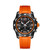 Breitling Professional Endurance Pro 44mm [X82310A51B1S2], close-up of the sporty watch with a black dial, orange accents, and a bold orange strap.