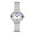 CERRUTI 1881 WATCH [CIWLG0012202], Elegant silver watch with a diamond-studded bezel, mother-of-pearl dial, Roman numeral markers, and a stainless steel bracelet band.