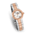 SAINT HONORE ORSAY WATCH, luxury wristwatch with a round dial featuring a floral pattern and 18K rose gold and stainless steel bracelet.